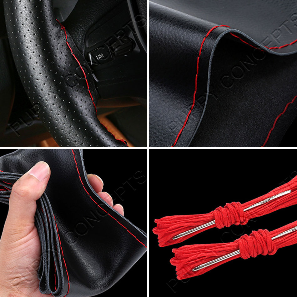 DIY 100% Genuine Leather Car Steering Wheel Cover 38cm CH276